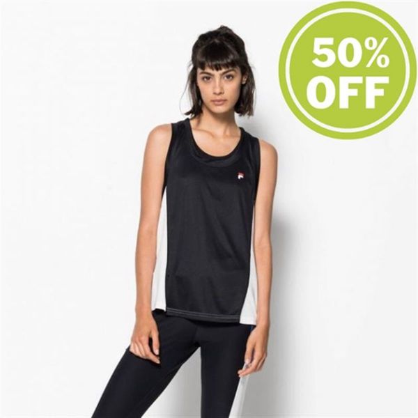 Camisas Fila Mujer Negras / Blancas - Posha Racer Workout Singlet - España 643751NYS